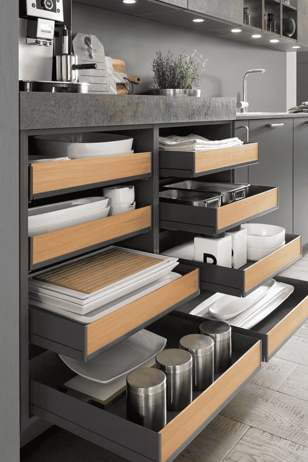 performance functionality option pull out shelving Cabinetry