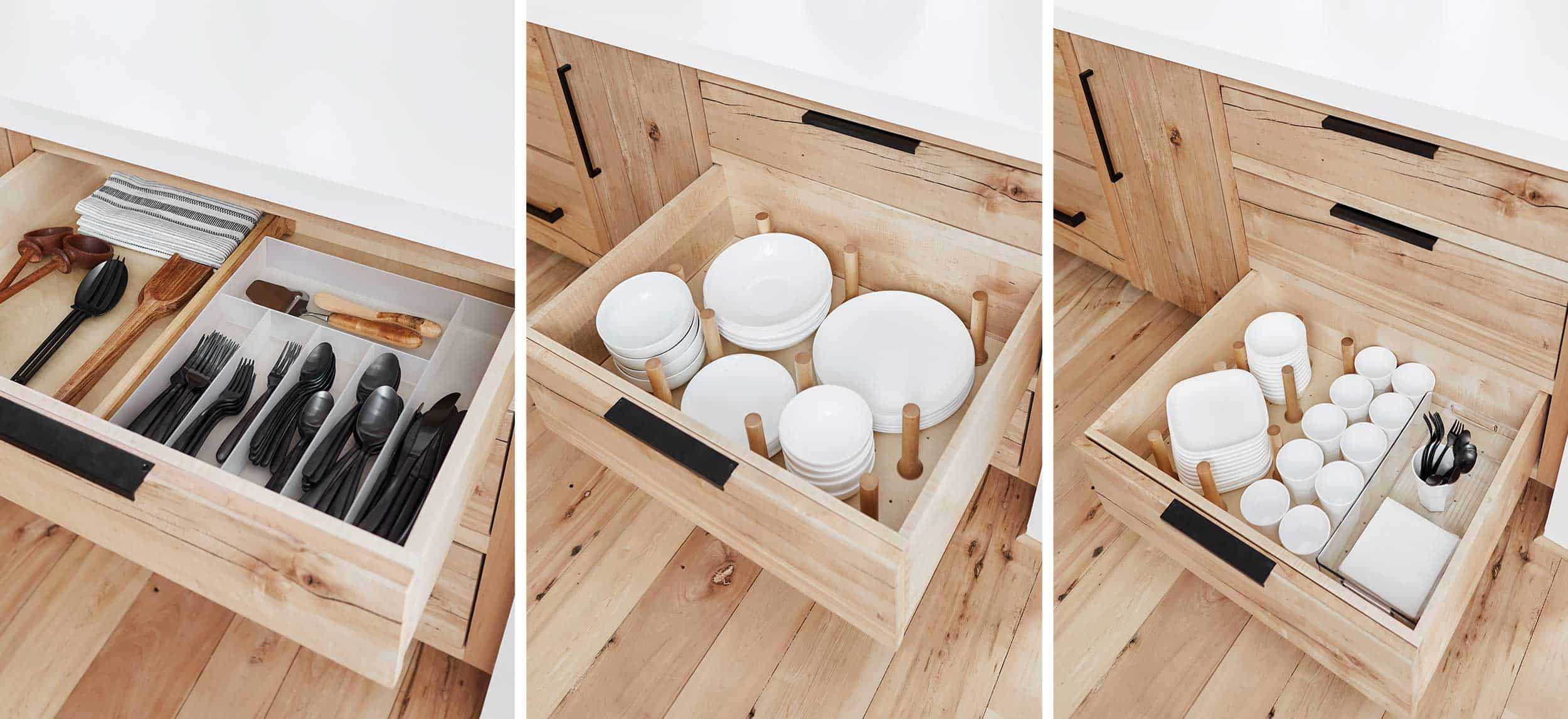 In-Drawer Plate Organizers for Kitchen Cabinets