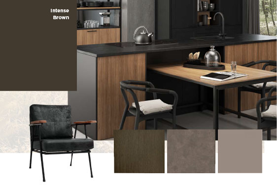 most popular color a kitchen with a black countertop and a black chair