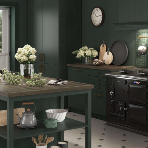 Most Popular Kitchen Cabinet Color for 2025 a kitchen with green cabinets and a large island